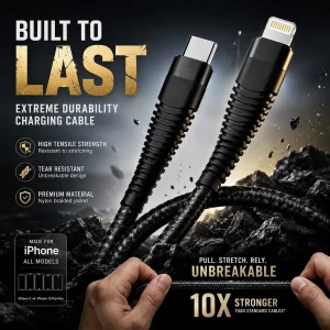 کابل تبدیل USB-C به لایتنینگ باسئوس مدل PowerFlex-H7 طول 1 متر