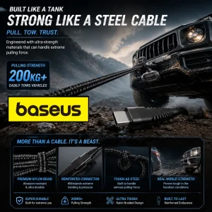 کابل تبدیل USB-C به لایتنینگ باسئوس مدل PowerFlex-H7 طول 1 متر