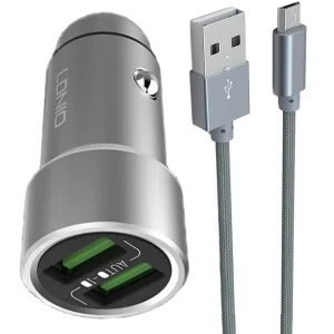 شارژر فندکی الدینیو مدل C302 همراه با کابل microUSB