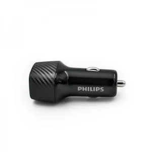 شارژر فندکی 30 وات 2 پورت فیلیپس مدل DLP5522C به همراه کابل تبدیل USB-C