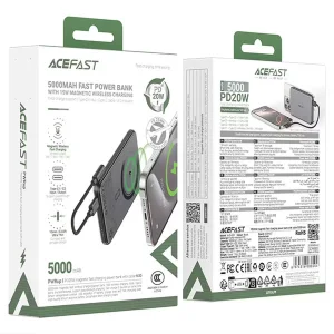 پاوربانک بی سیم 20 وات ایس فست مدل M30 ظرفیت 5000 میلی‌آمپرساعت به همراه کابل USB-C