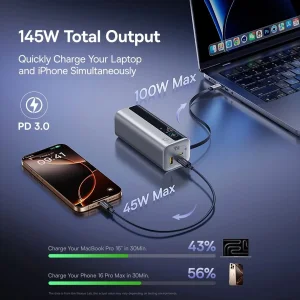 پاوربانک 145 وات بیسوس مدل EnerGeek GR11 ظرفیت 20000 میلی‌آمپرساعت
