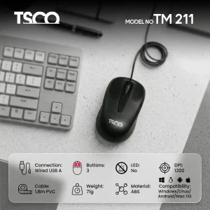ماوس با سیم تسکو مدل TM 211