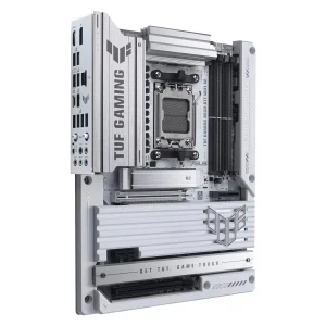 مادربرد ایسوس مدل TUF GAMING B850-BTF WIFI W، فرم فاکتور ATX، سوکت AMD AM5، دارای چهار اسلات رم DDR5، دارای 3 اسلات M.2، دارای Wi-Fi 7 و بلوتوث داخلی، پشتیبانی از پردازنده‌های Ryzen 9000، چیپست AMD B850، پشتیبانی از اورکلاک پردازنده و پمپ AIO