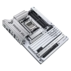 مادربرد ایسوس مدل TUF GAMING B850-BTF WIFI W، فرم فاکتور ATX، سوکت AMD AM5، دارای چهار اسلات رم DDR5، دارای 3 اسلات M.2، دارای Wi-Fi 7 و بلوتوث داخلی، پشتیبانی از پردازنده‌های Ryzen 9000، چیپست AMD B850، پشتیبانی از اورکلاک پردازنده و پمپ AIO