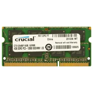 رم لپ تاپ DDR3L تک کاناله 1600 مگاهرتز CL11 کروشیال مدل PC3L-12800 ظرفیت 4 گیگابایت