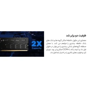 رم دسکتاپ DDR5 ای دیتا مدل U-DIMM ظرفیت 16 گیگابایت، با فرکانس 5600 مگاهرتز، تایمینگ CL46 و معماری تک‌کاناله