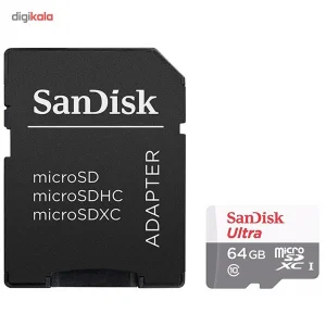 کارت حافظه microSDXC سن دیسک مدل Ultra کلاس 10 استاندارد UHS-I U1 سرعت 48MBps 320X همراه با آداپتور SD ظرفیت 64 گیگابایت
