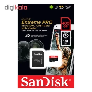 کارت حافظه microSDXC سن دیسک مدل Extreme PRO کلاس A2 استاندارد UHS-I U3 سرعت 170MBs ظرفیت 400 گیگابایت