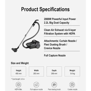 جاروبرقی 2000 وات پاناسونیک  مدل MC-CL605