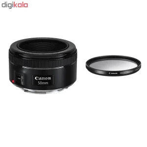 لنز کانن مدل EF 50mm f/1.8 STM به همراه فیلتر لنز یو وی 49 کانن