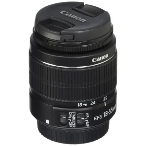 لنز دوربین کانن مدل  لنز کانن EF-S 18-55mm f/3.5-5.6 III به همراه فیلتر یو وی 58 کانن و درب 58 کانن