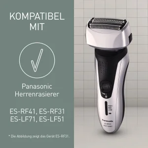 ماشین اصلاح موی صورت پاناسونیک مدل ES-RF31 با قابلیت اصلاح خشک و مرطوب، تنظیم خودکار سرعت موتور، چهار تیغه، حرکت سری در چند جهت، تیغه از آلیاژ نقره و استیل ضد زنگ، باتری قابل شارژ، مقاوم در برابر آب و لغزش