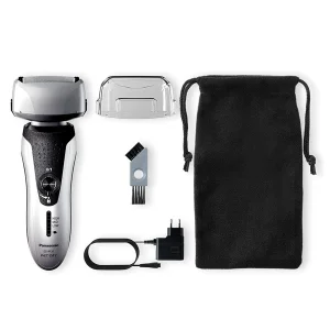 ماشین اصلاح موی صورت پاناسونیک مدل ES-RF31 با قابلیت اصلاح خشک و مرطوب، تنظیم خودکار سرعت موتور، چهار تیغه، حرکت سری در چند جهت، تیغه از آلیاژ نقره و استیل ضد زنگ، باتری قابل شارژ، مقاوم در برابر آب و لغزش