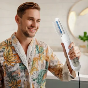 سشوار برس دار حالت‌دهنده پاناسونیک مدل KA31 با موتور DC، توان 650 وات، تنظیم دما خودکار، تنظیم سرعت سه سرعته، همراه با سری برس گرد باریک و برس تخت، مناسب مصارف خانگی