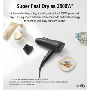 سشوار خانگی 2300 وات پاناسونیک مدل EH-NE85، موتور AC، وزن 460 گرم، دارای سری متمرکز‌کننده باریک با ویژگی صاف‌کنندگی، با قابلیت فناوری تولید یون