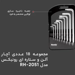آچار آلن و ستاره ای رونیکس مدل 2051HEX-KEY مجموعه 18 عددی