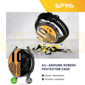 کاور اسپریگ مدل Protective مناسب برای ساعت هوشمند سامسونگ Galaxy Watch 4 40mm به همراه محافظ صفحه نمایش