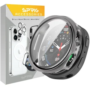 کاور اسپریگ مدل HD PCGLS مناسب برای ساعت هوشمند سامسونگ Galaxy Watch 9 44mm به همراه محافظ صفحه نمایش