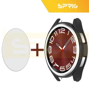 کاور اسپریگ مدل PC-Bumper مناسب برای ساعت هوشمند سامسونگ Galaxy Watch 6 Classic 43mm به همراه محافظ صفحه نمایش