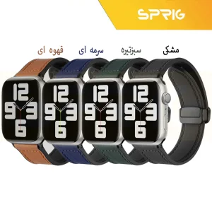 بند اسپریگ مدل Leather Magnetic Sic مناسب برای اپل واچ Series 10 42mm