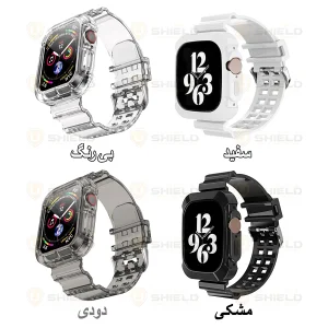 بند آلتیمیت شیلد مدل Transparent Shock مناسب برای اپل واچ 41 mm سری 9 به همراه کاور