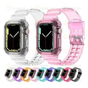 بند آلتیمیت شیلد مدل Transparent Shock مناسب برای اپل واچ 41 mm سری 9 به همراه کاور