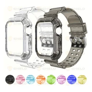 بند آلتیمیت شیلد مدل Transparent Shock مناسب برای اپل واچ 41 mm سری 9 به همراه کاور