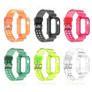 بند آلتیمیت شیلد مدل Transparent Shock مناسب برای اپل واچ 41 mm سری 9 به همراه کاور