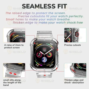 بند آلتیمیت شیلد مدل Transparent Shock مناسب برای اپل واچ 41 mm سری 9 به همراه کاور