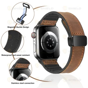 بند آلتیمیت شیلد مدل Smooth Leather Mag مناسب برای اپل واچ 38/40/41 میلی متری سری SE/1/2/3/4/5/6/7/8/9