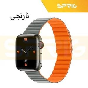 بند اسپریگ مدل magnetic silicon dual color مناسب برای اپل واچ Series 8 Aluminum 45mm / Series 7 Aluminum 45mm