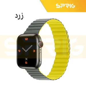 بند اسپریگ مدل magnetic silicon dual color مناسب برای اپل واچ Series 8 Aluminum 45mm / Series 7 Aluminum 45mm