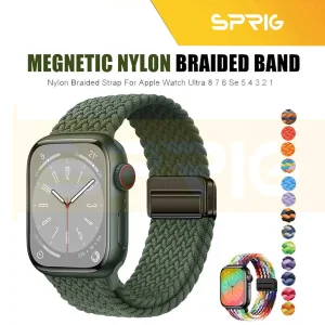 بند اسپریگ مدل Magnetic loop Braided مناسب برای اپل واچ سری Se/1/2/3/4/5/6/7/8/9/Ultra/Ultra2 سایز 42/44/45/49mm
