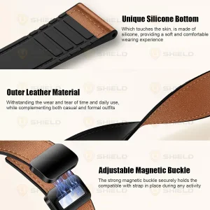 بند آلتیمیت شیلد مدل Smooth Leather Mag مناسب برای اپل واچ 44/45/46/49 میلی متری سری SE1/SE2/SE3/4/5/6/7/8/9/10/11/Ultra/Ultra2/Ultra3