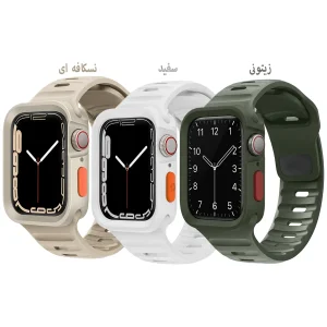 بند اسپریگ مدل Spig Amizze مناسب برای اپل واچ 44/45 میلی متری سری 4/5/6/7/8/9/SE/SE2/SE3 به همراه کاور