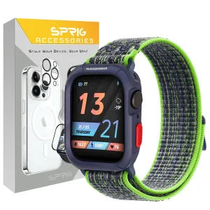 بند اسپریگ مدل Nylon NK Rugged مناسب برای اپل واچ 44/45 میلی متری سری se/1/2/3/4/5/6/7/8/9 به همراه کاور