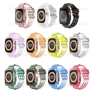 بند آلتیمیت شیلد مدل Transparent Shock مناسب برای اپل واچ 49 mm سری Ultra / Ultra 2 به همراه کاور