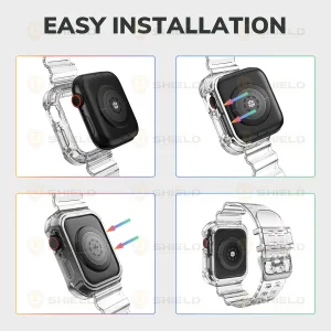 بند آلتیمیت شیلد مدل Transparent Shock مناسب برای اپل واچ 49 mm سری Ultra / Ultra 2 به همراه کاور