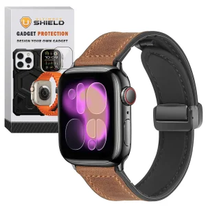 بند آلتیمیت شیلد مدل Smooth Leather Mag مناسب برای اپل واچ 42/44/45 میلی متری سری SE/1/2/3/4/5/6/7/8/9