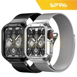 بند اسپریگ مدل Milanex مناسب برای اپل واچ Series 7 45mm / Series 8 45mm / Series 9 45mm به همراه کاور