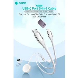 کابل تبدیل USB-C به لایتنینگ/USB-C کوتتسی مدل IW-012 به همراه شارژر بیسیم اپل واچ طول 1.2 متر