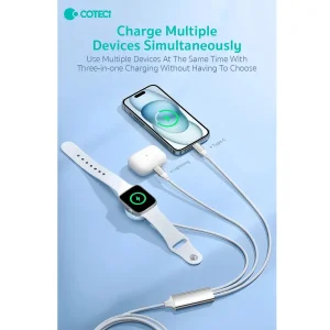 کابل تبدیل USB-C به لایتنینگ/USB-C کوتتسی مدل IW-012 به همراه شارژر بیسیم اپل واچ طول 1.2 متر