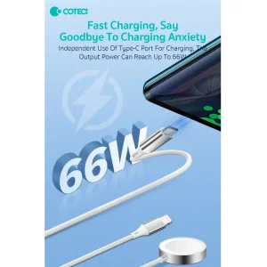 کابل تبدیل USB-C به لایتنینگ/USB-C کوتتسی مدل IW-012 به همراه شارژر بیسیم اپل واچ طول 1.2 متر