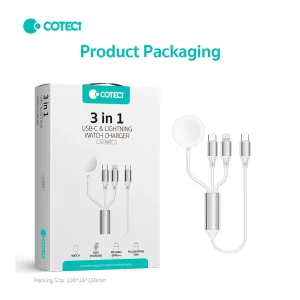 کابل تبدیل USB-C به لایتنینگ/USB-C کوتتسی مدل IW-012 به همراه شارژر بیسیم اپل واچ طول 1.2 متر