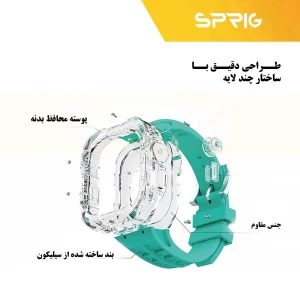 بند اسپریگ مدل Rich-RDCL مناسب برای اپل واچ 49 میلی متری سری Ultra / Ultra 2 / Ultra 3 به همراه کاور