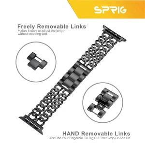 بند اسپریگ مدل Two Line Chain مناسب برای اپل واچ سایز 42 / 44 / 45 / 49 میلی متری