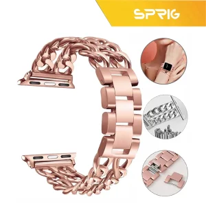 بند اسپریگ مدل Two Line Chain مناسب برای اپل واچ سایز 42 / 44 / 45 / 49 میلی متری