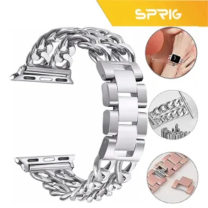 بند اسپریگ مدل Two Line Chain مناسب برای اپل واچ سایز 42 / 44 / 45 / 49 میلی متری