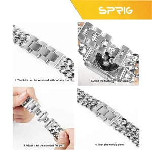 بند اسپریگ مدل Two Line Chain مناسب برای اپل واچ سایز 42 / 44 / 45 / 49 میلی متری